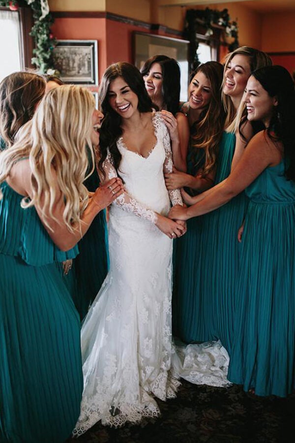Mermaid V Neck Wedding Dress