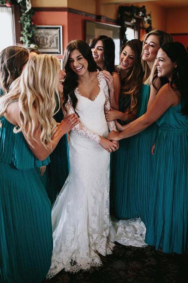 Mermaid V Neck Wedding Dress