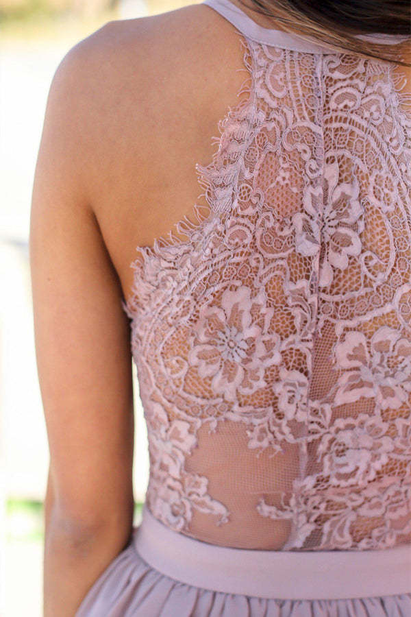 Nude Chiffon Short Homecoming Dress With Lace
