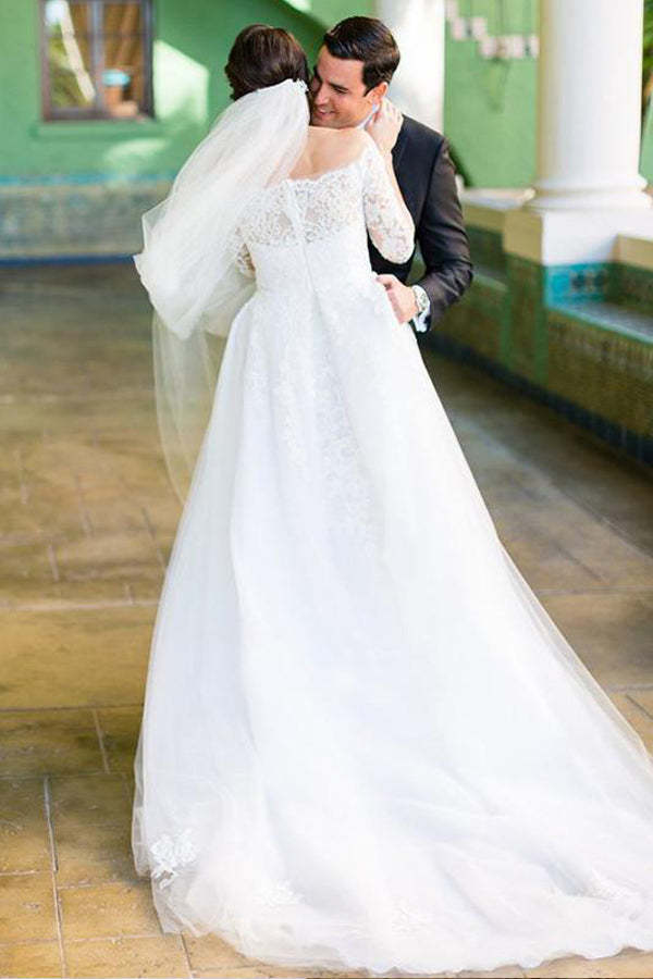 Off The Shoulder Tulle Wedding Dress