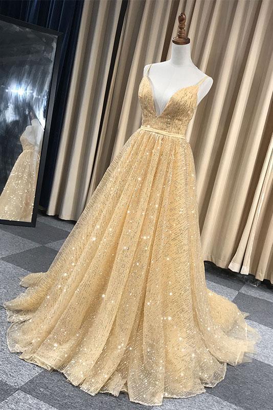 Shiny A Line V Neck Navy BlueRedChampagne Prom Dresses, Shiny V Neck Formal Graduation Dresses