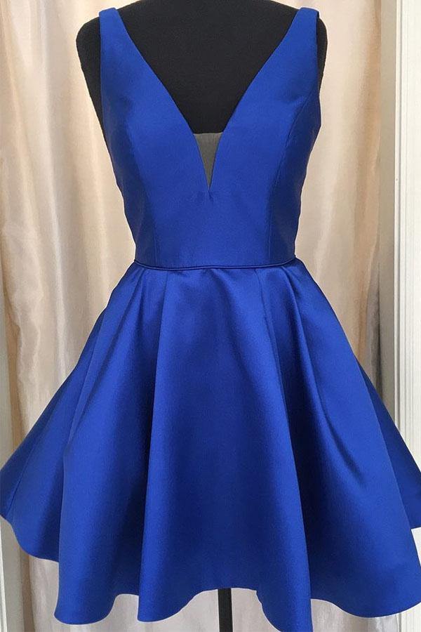 Simple V Neck Lavender Satin Homecoming Dress WD182 winkbridal