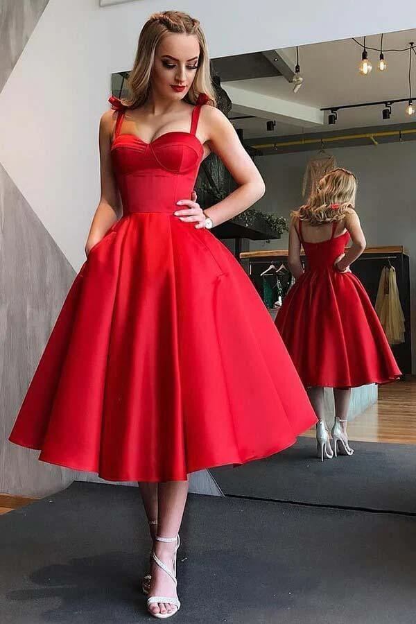 Spaghetti Straps A-line Sweetheart Short Homecoming Dress With Pockets