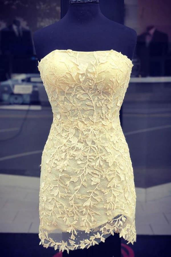 Strapless Sexy Tight Lace Homecoming Dress Short Party Dress WD241 winkbridal