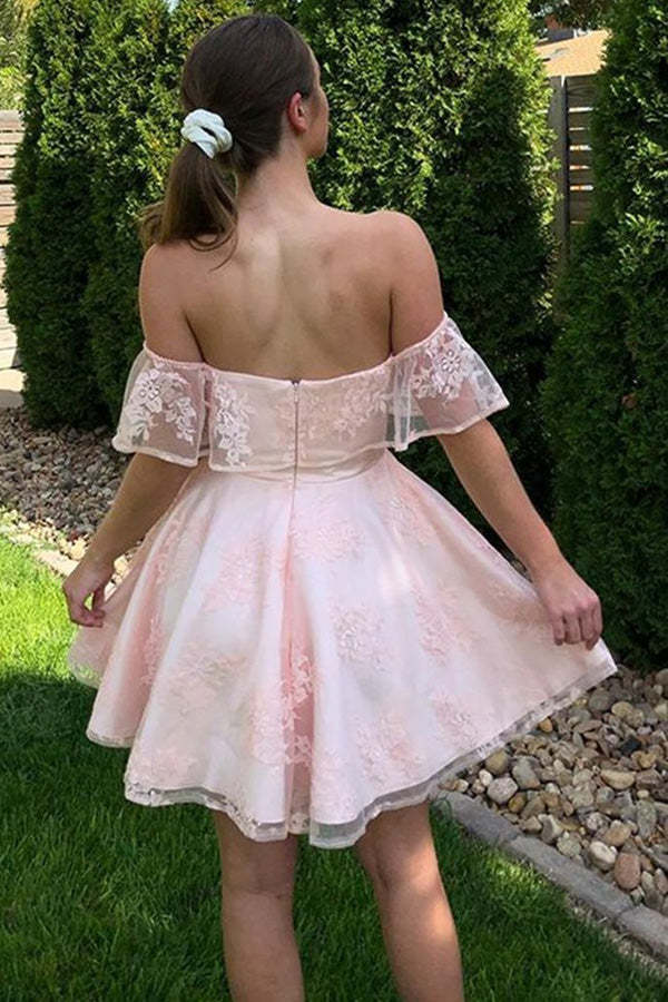 Stunning Off The Shoulder Lace Homecoming Dress