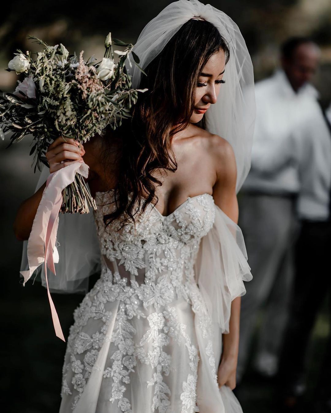 Sweetheart Ivory Tulle Long Wedding Dress Beach Wedding Dress