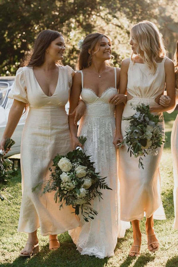 Sweetheart Rose Lace Boho Wedding Dress With Slit