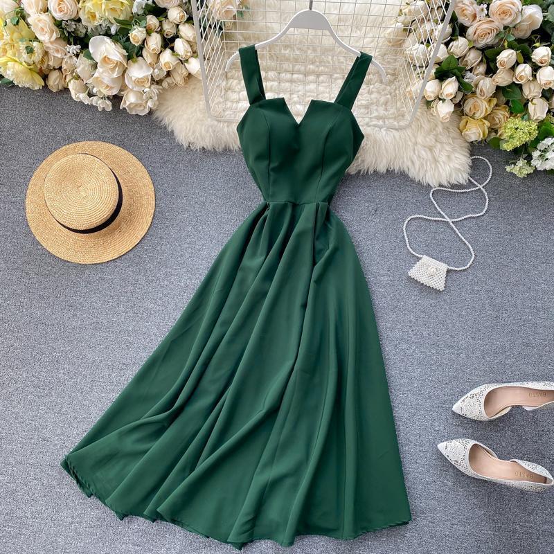 Tea Length Solid Satin Fashion Dress Simple Party Dress