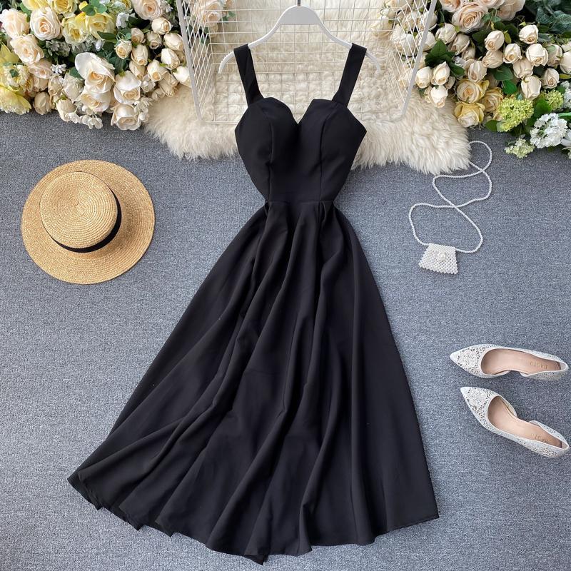 Tea Length Solid Satin Fashion Dress Simple Party Dress