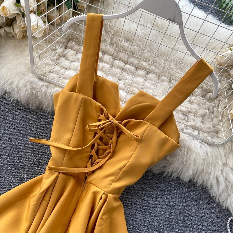 Tea Length Solid Satin Fashion Dress Simple Party Dress