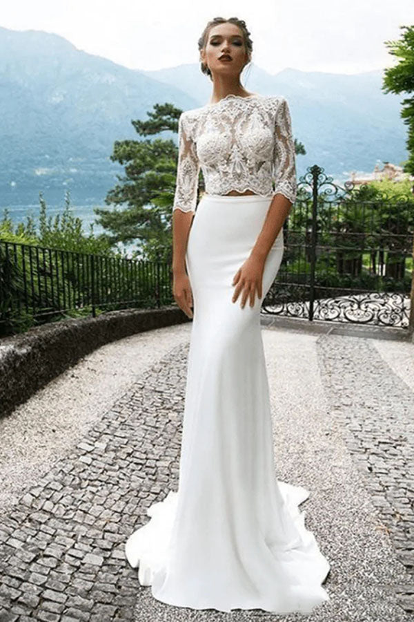 Two Piece Boho Lace Wedding Dresses