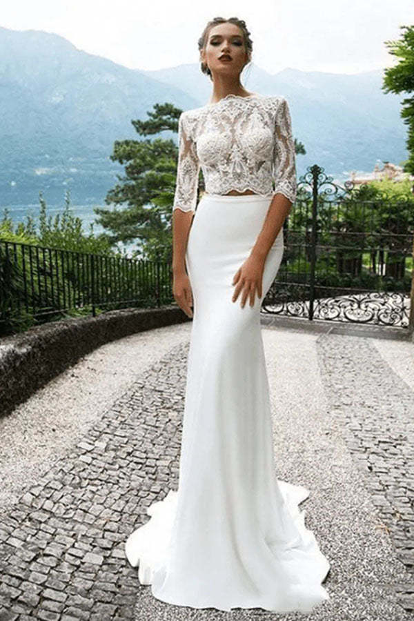 Two Piece Boho Lace Wedding Dresses