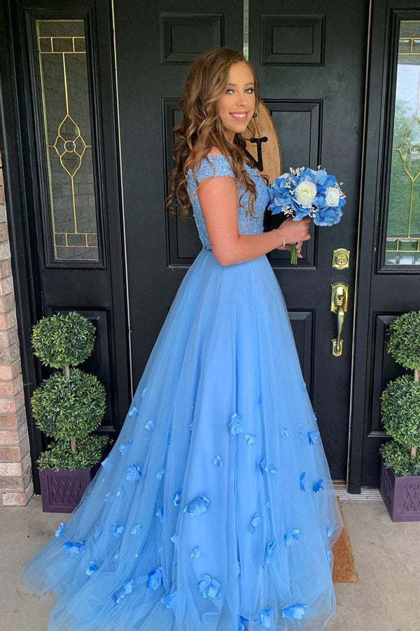 Two Piece Lace Junior Prom Dress With 3D Flowers
