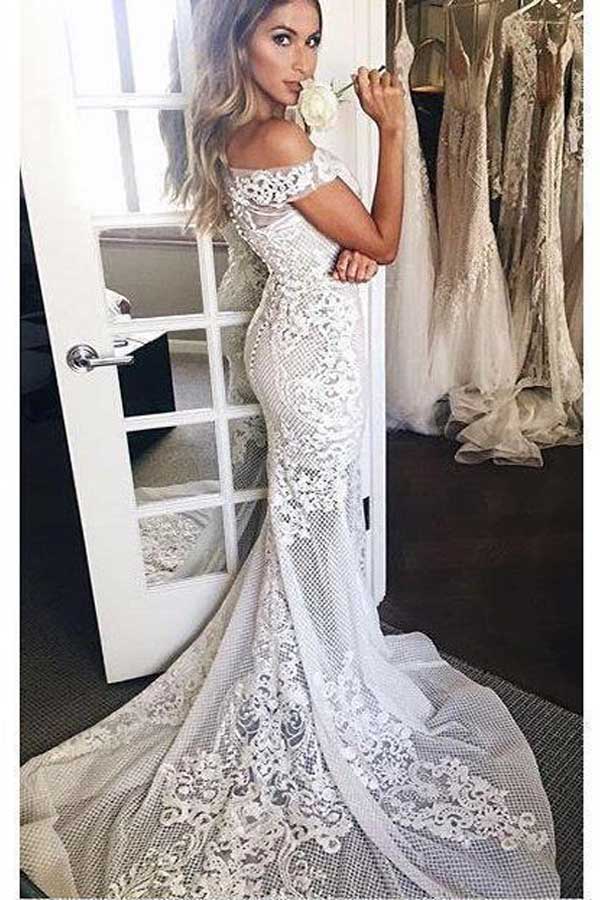 Vintage See Through Mermaid Lace Wedding Dress WW258