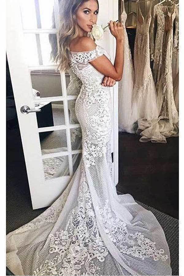 Vintage See Through Mermaid Lace Wedding Dress WW258