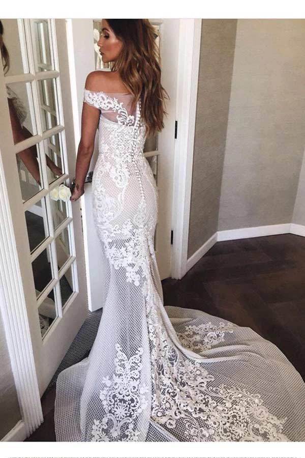 Vintage See Through Mermaid Lace Wedding Dress WW258