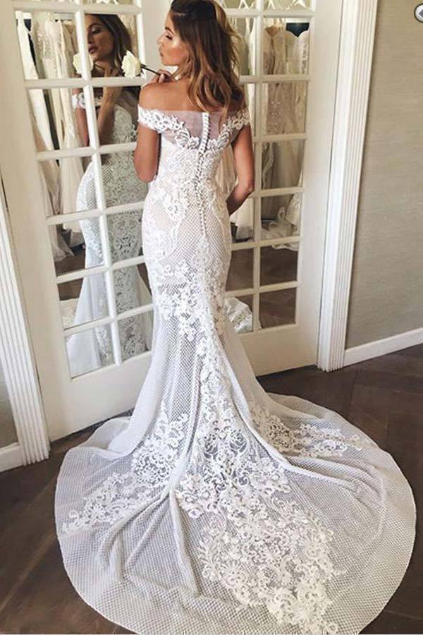 Vintage See Through Mermaid Lace Wedding Dress WW258