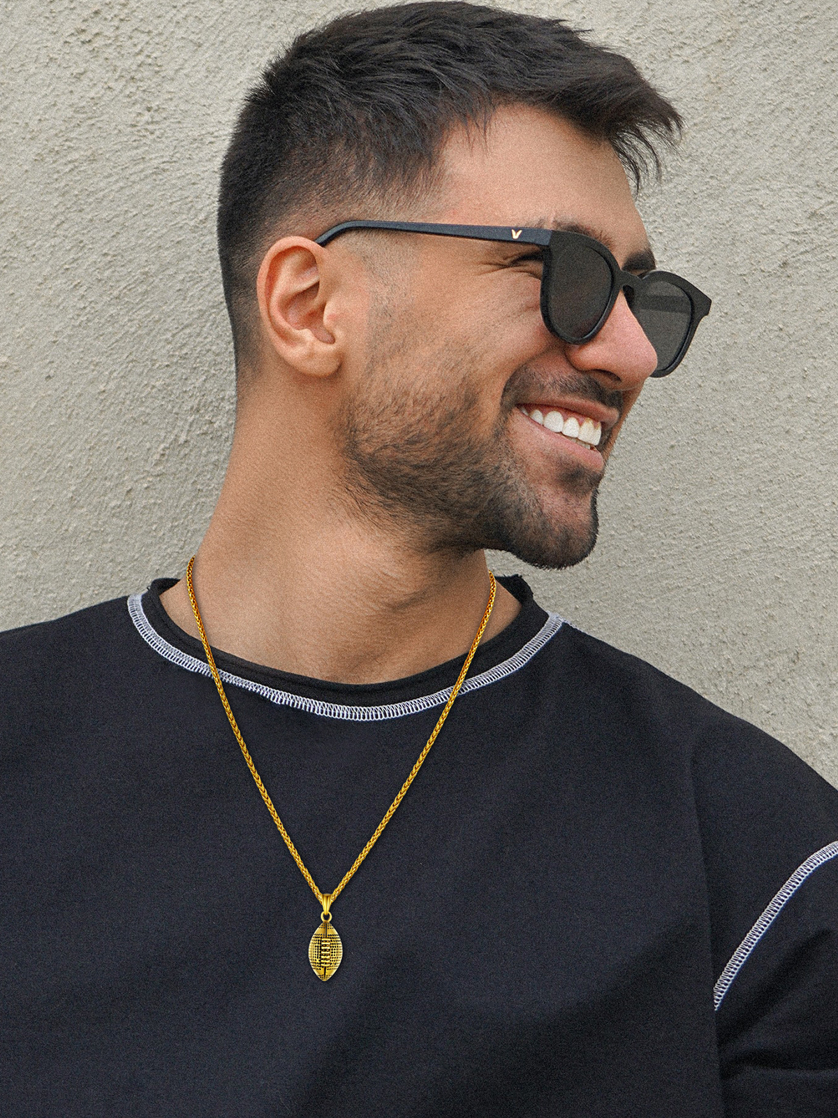 Rugby Pendant Sport Ball Necklace in 18K Gold