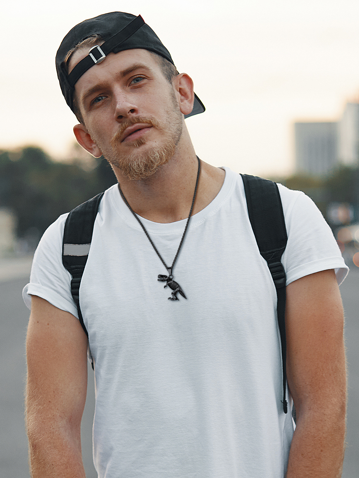 Dinosaur Pendant Animal Necklace in Black Plated