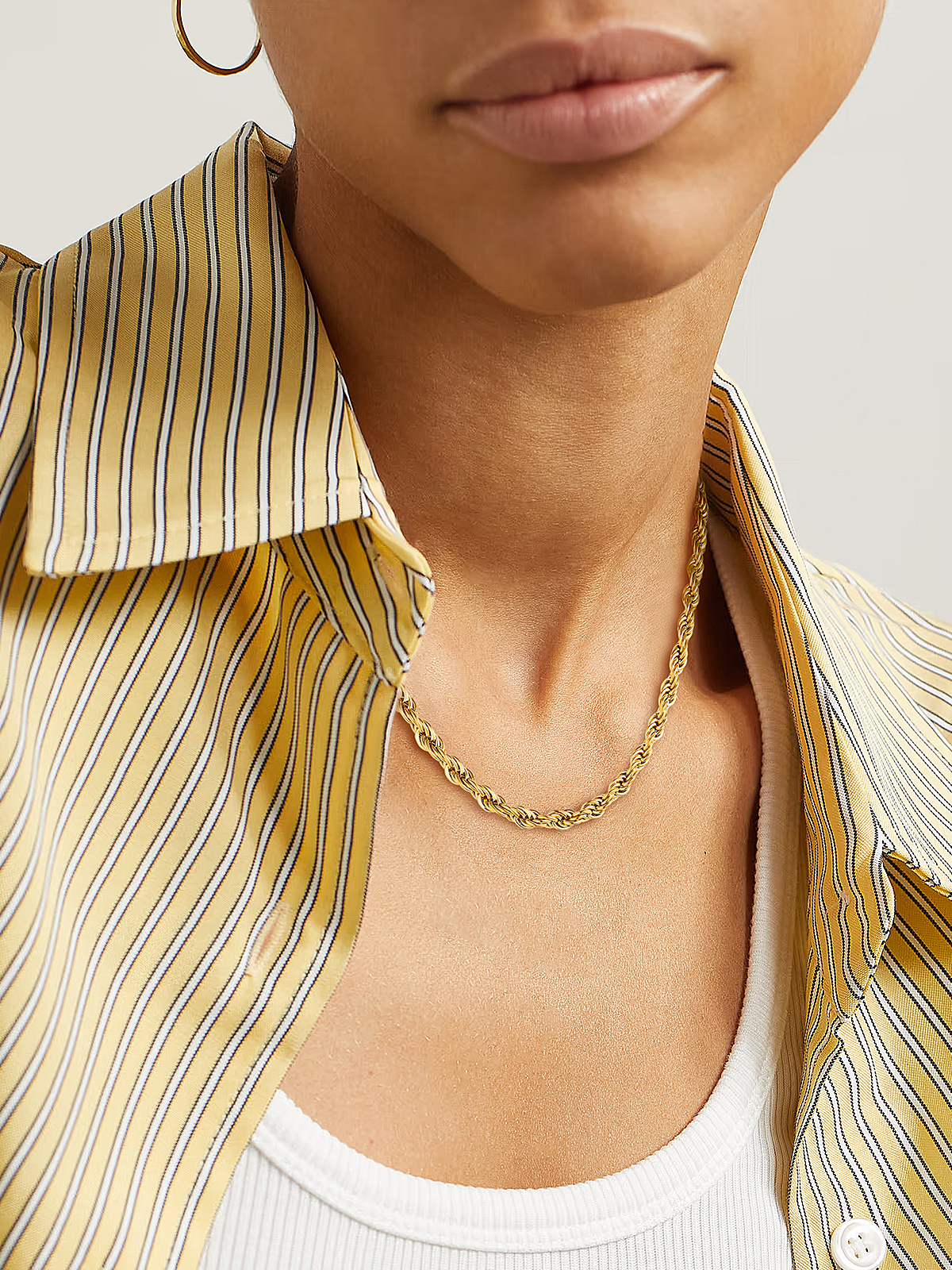 9mm Thick Twisted Rope Chain Necklace in 18K Gold Plated