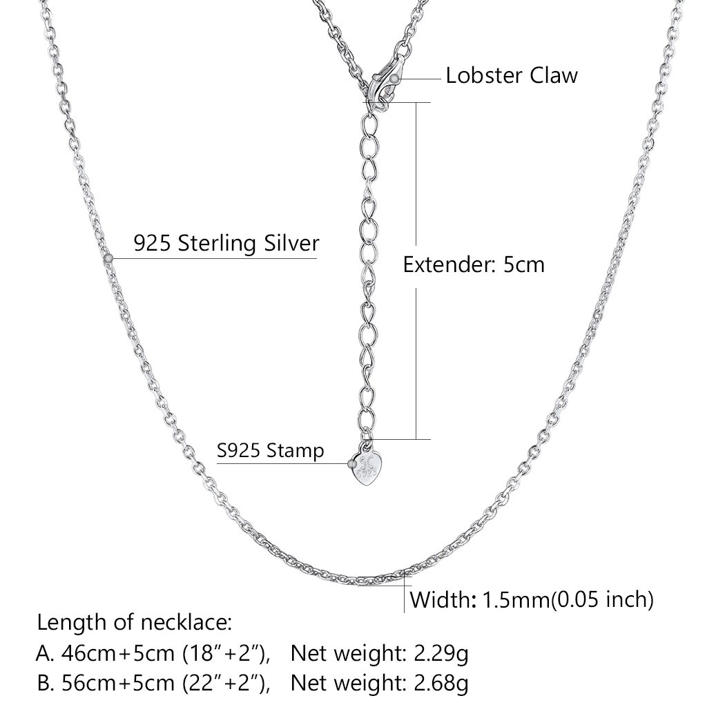 1.5mm Tiny Rolo Chain Necklace Details-Necklace Length, Weight