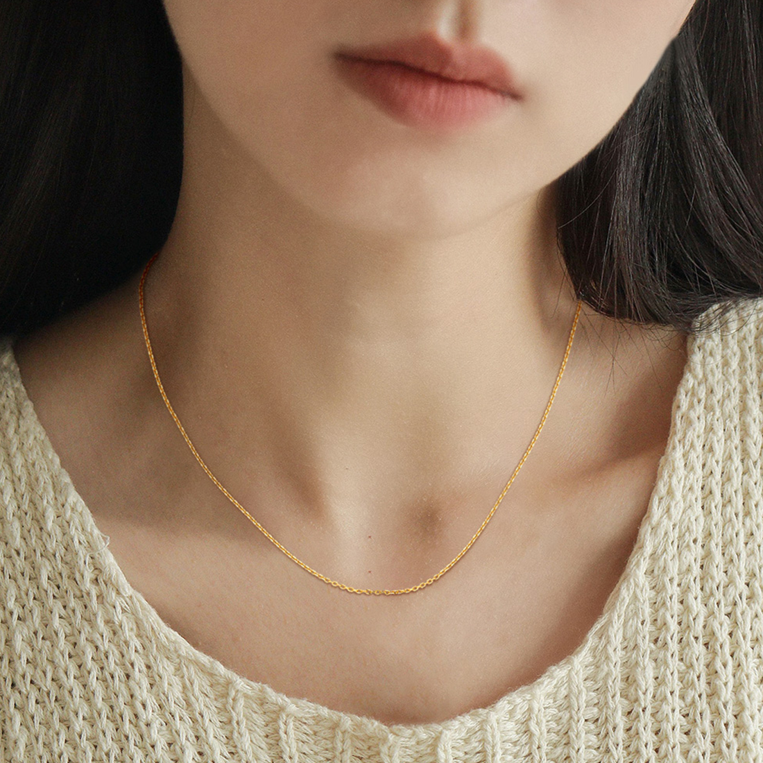 1.5mm Tiny Rolo Chain Necklace for Women