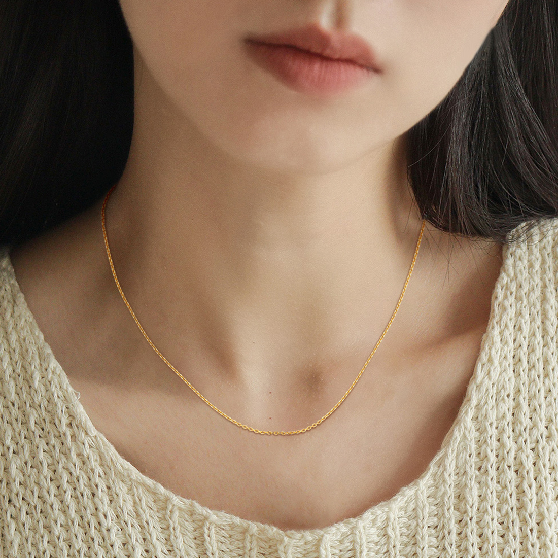 1.5mm Tiny Rolo Chain Necklace for Women