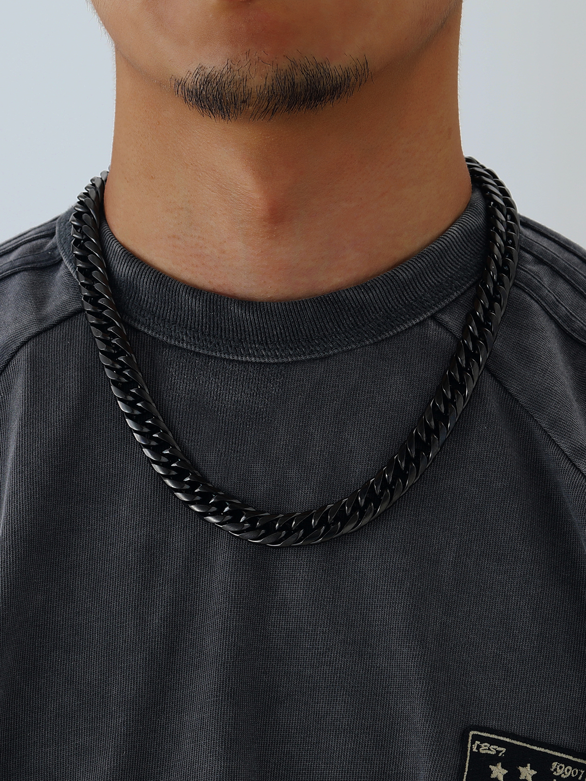 12mm Thick Chunky Franco Curb Link Chain Necklace in Black Plated