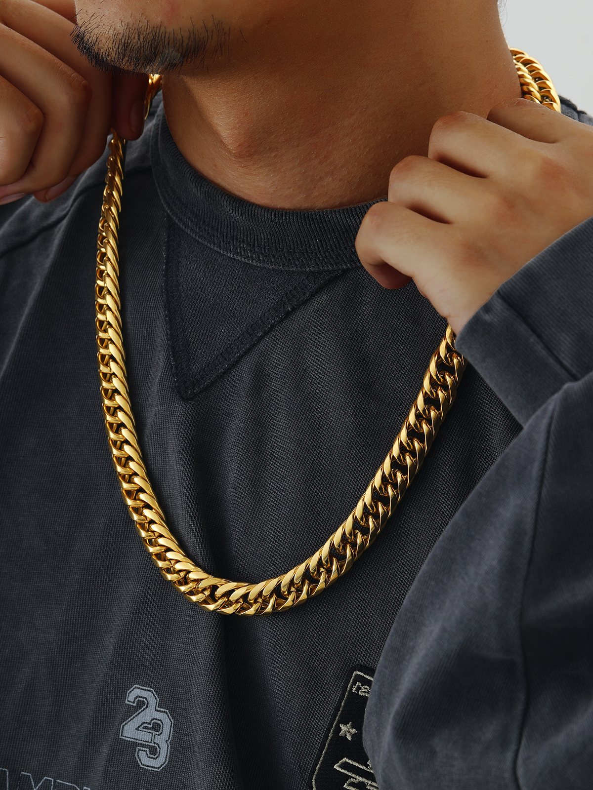 12mm Thick Chunky Franco Curb Link Chain Necklace in 18K Gold Plated