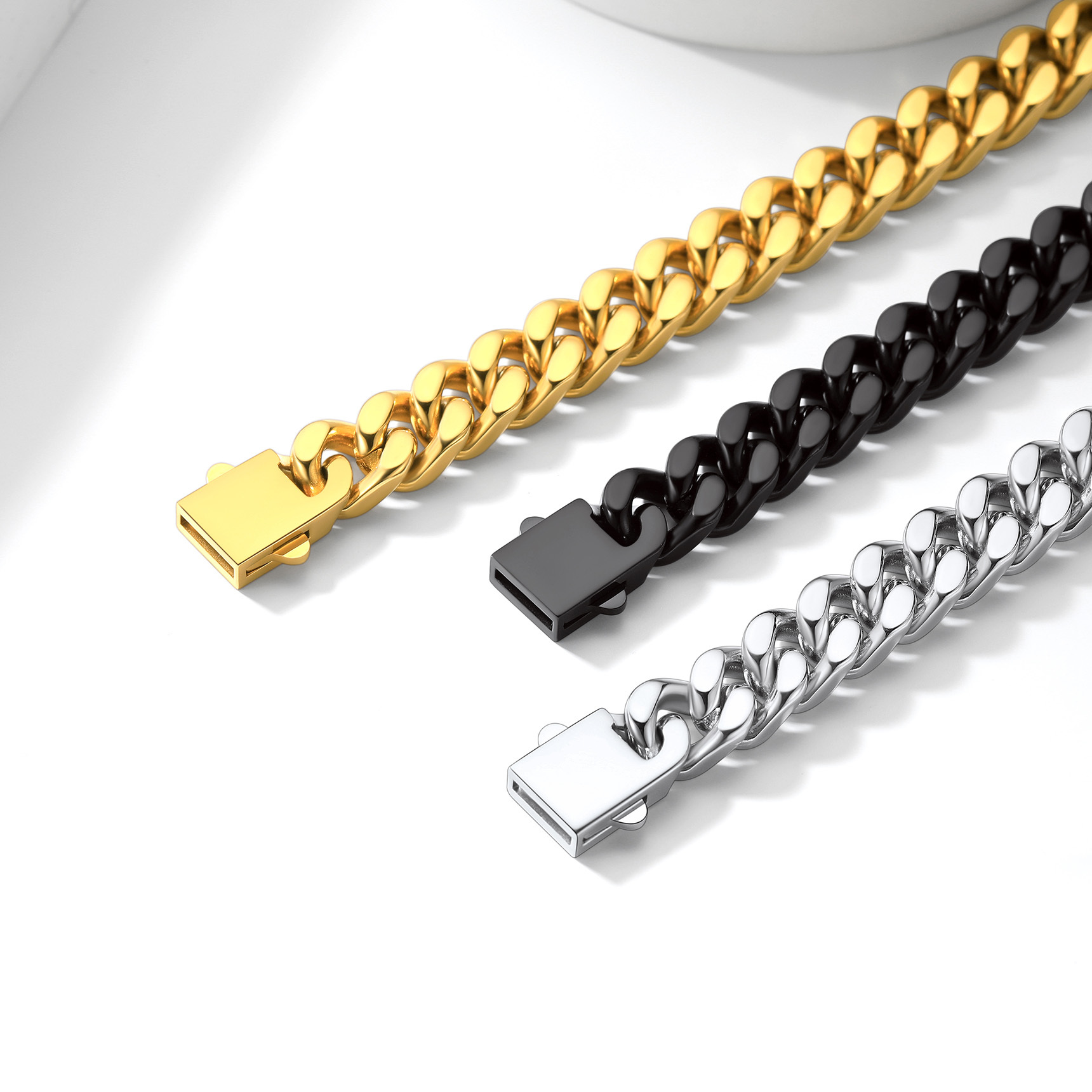 12mm Miami Cuban Chain Bracelet in Different Colors