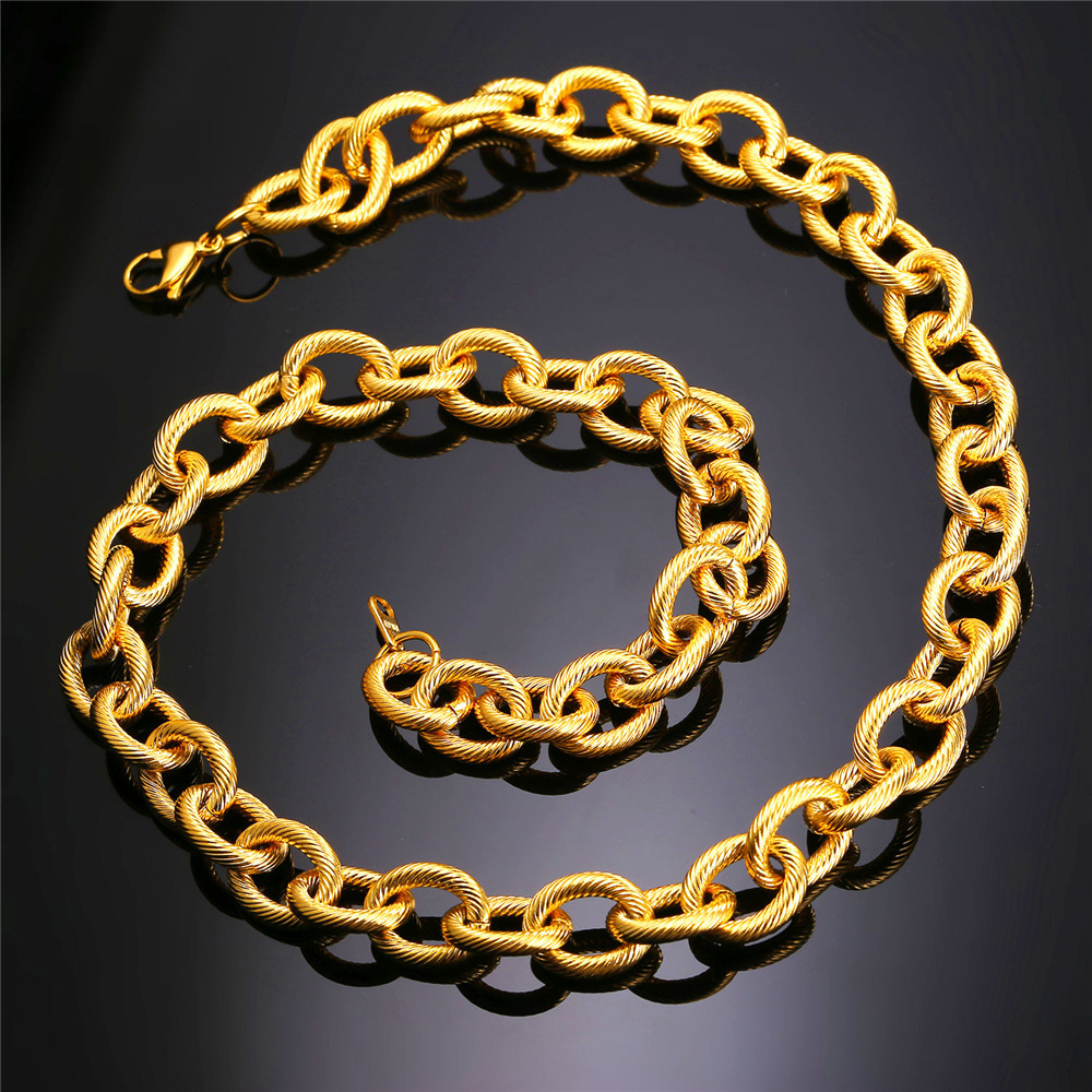 13mm Thick Circle Chain Necklace, Stainless Steel-01