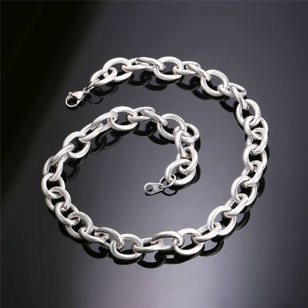 13mm Thick Circle Chain Necklace, Stainless Steel-02