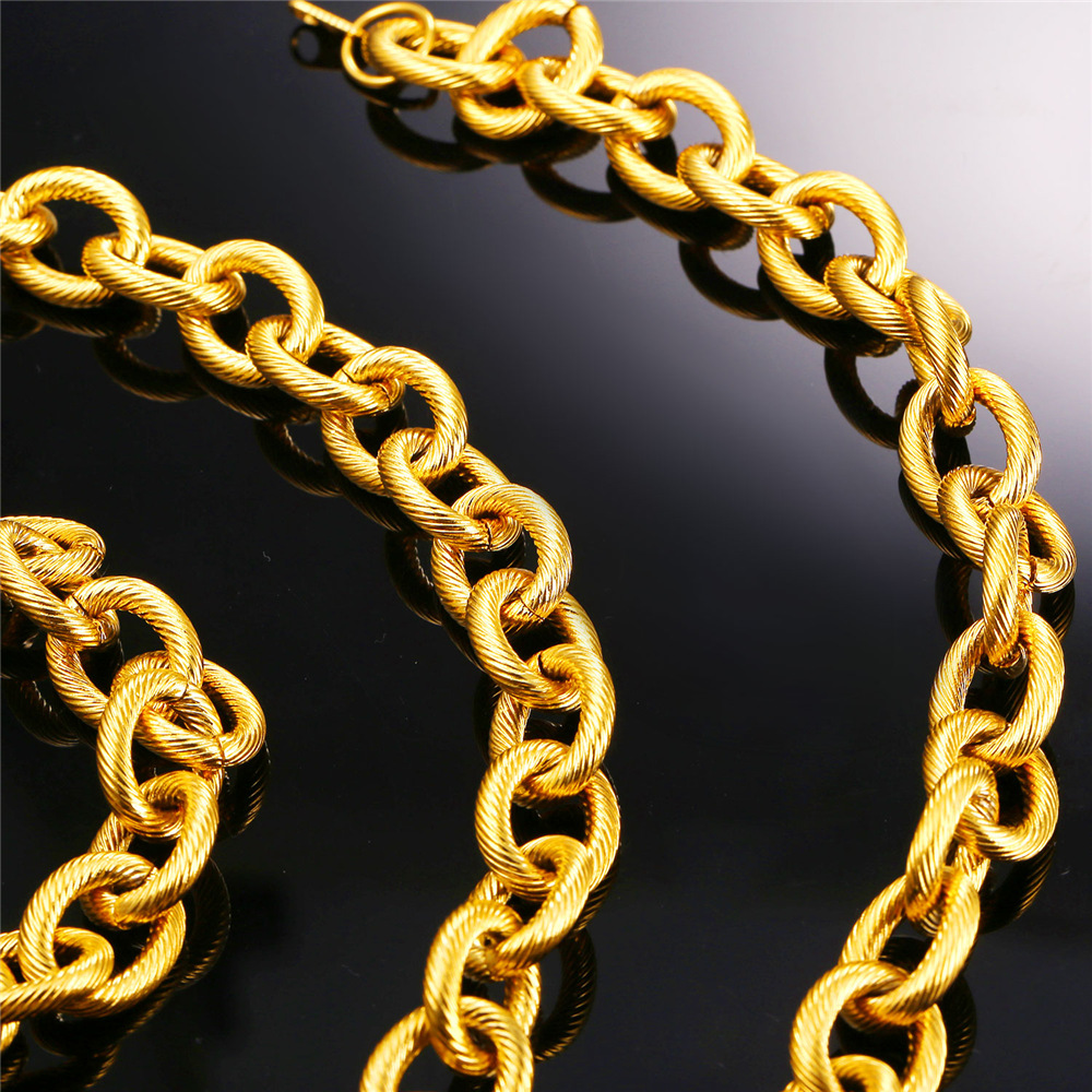 13mm Thick Circle Chain Necklace, Stainless Steel-02