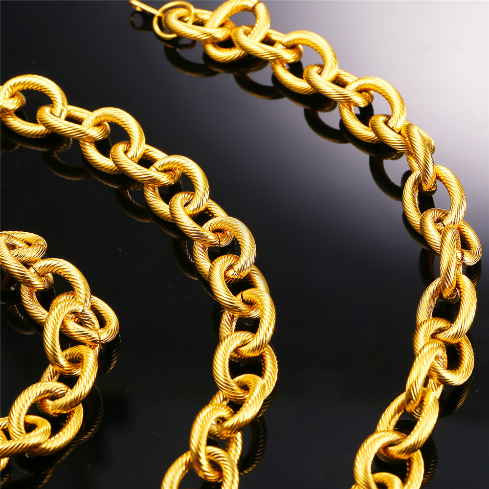 13mm Thick Circle Chain Necklace, Stainless Steel-02