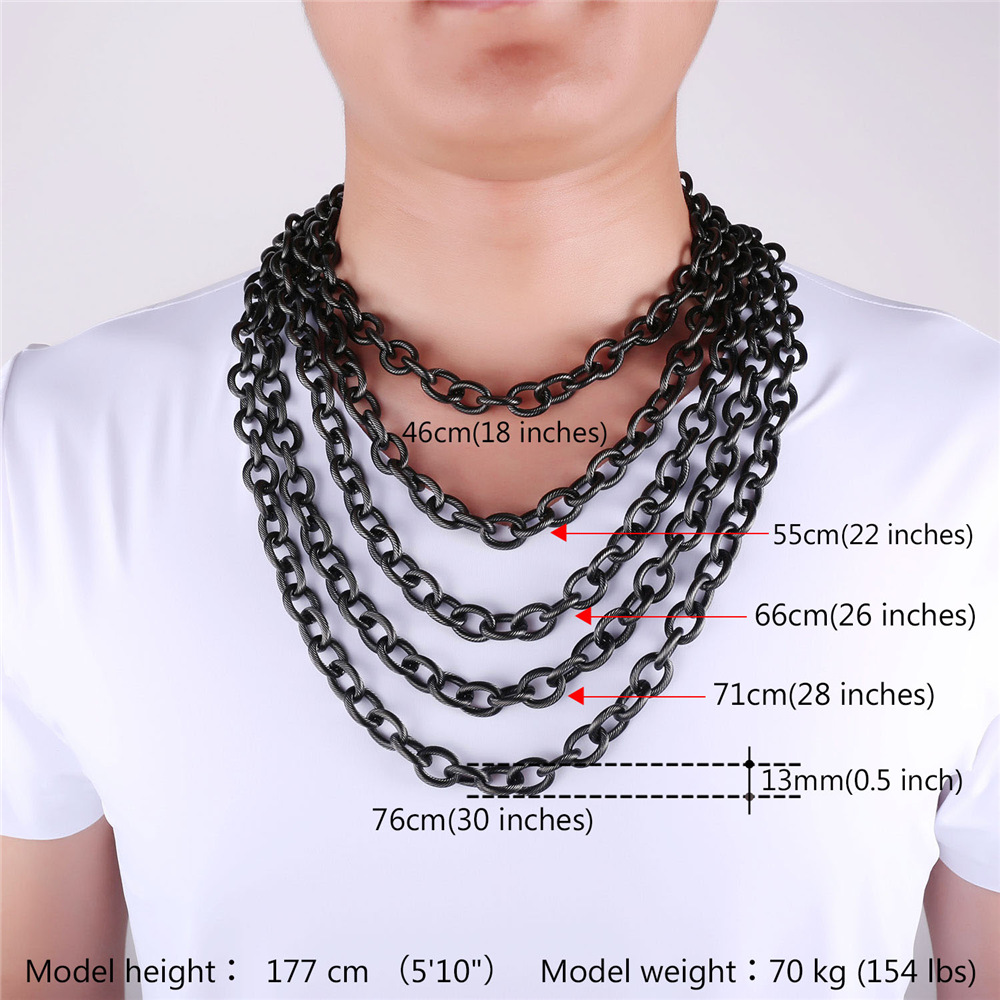 13mm Thick Circle Chain Necklace Details-Necklace Length, Weight 01