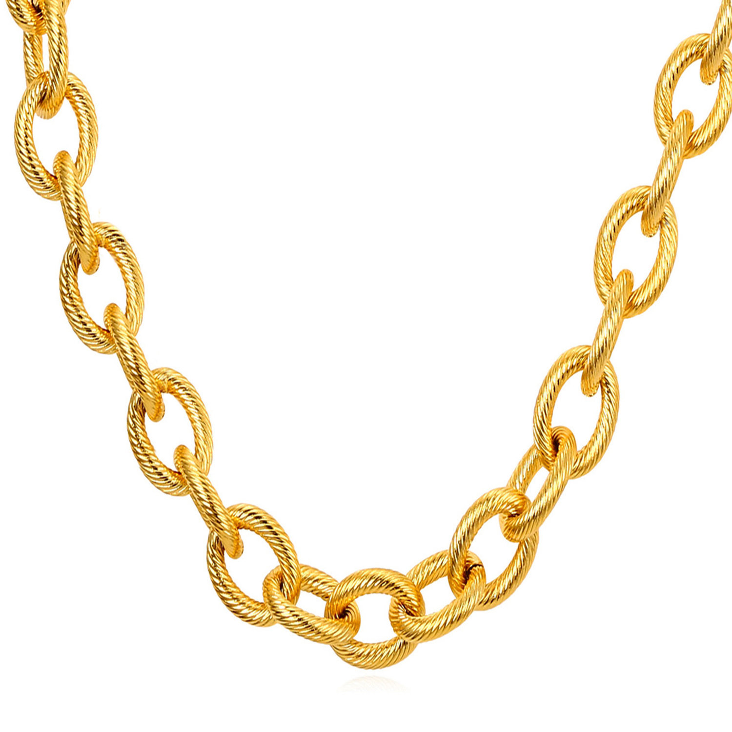 13mm Thick Circle Chain Necklace in 18K Gold Plated