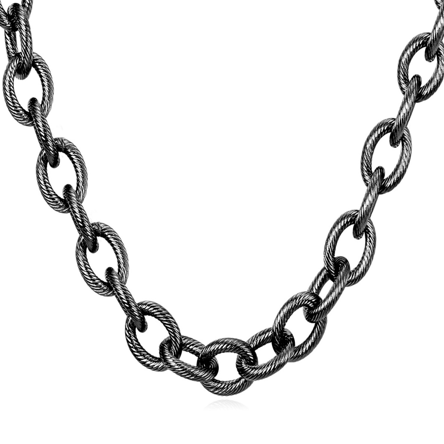 13mm Thick Circle Chain Necklace in Black Plated