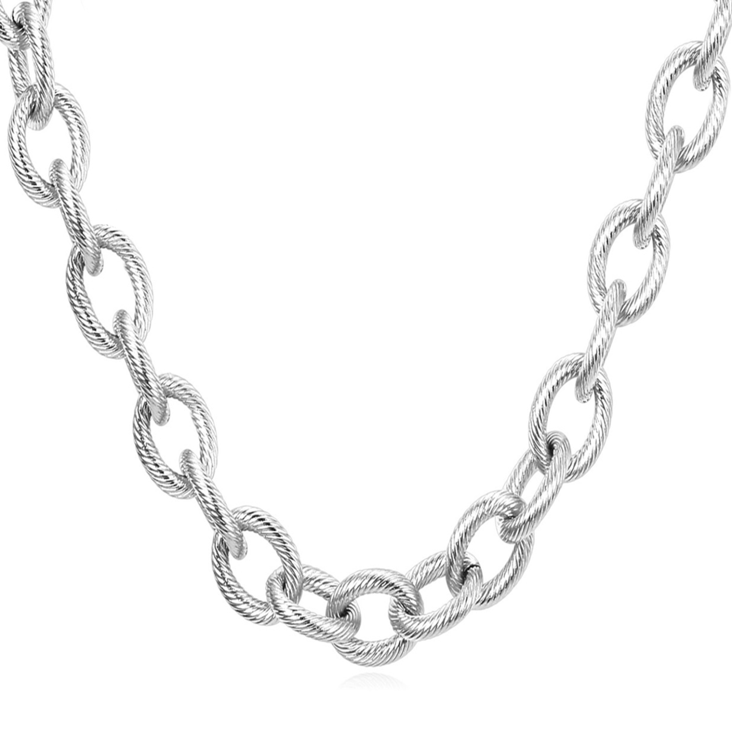 13mm Thick Circle Chain Necklace in Stainless
