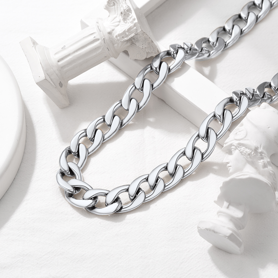 15mm Thick Cuban Chain Necklace, Stainless Steel-01