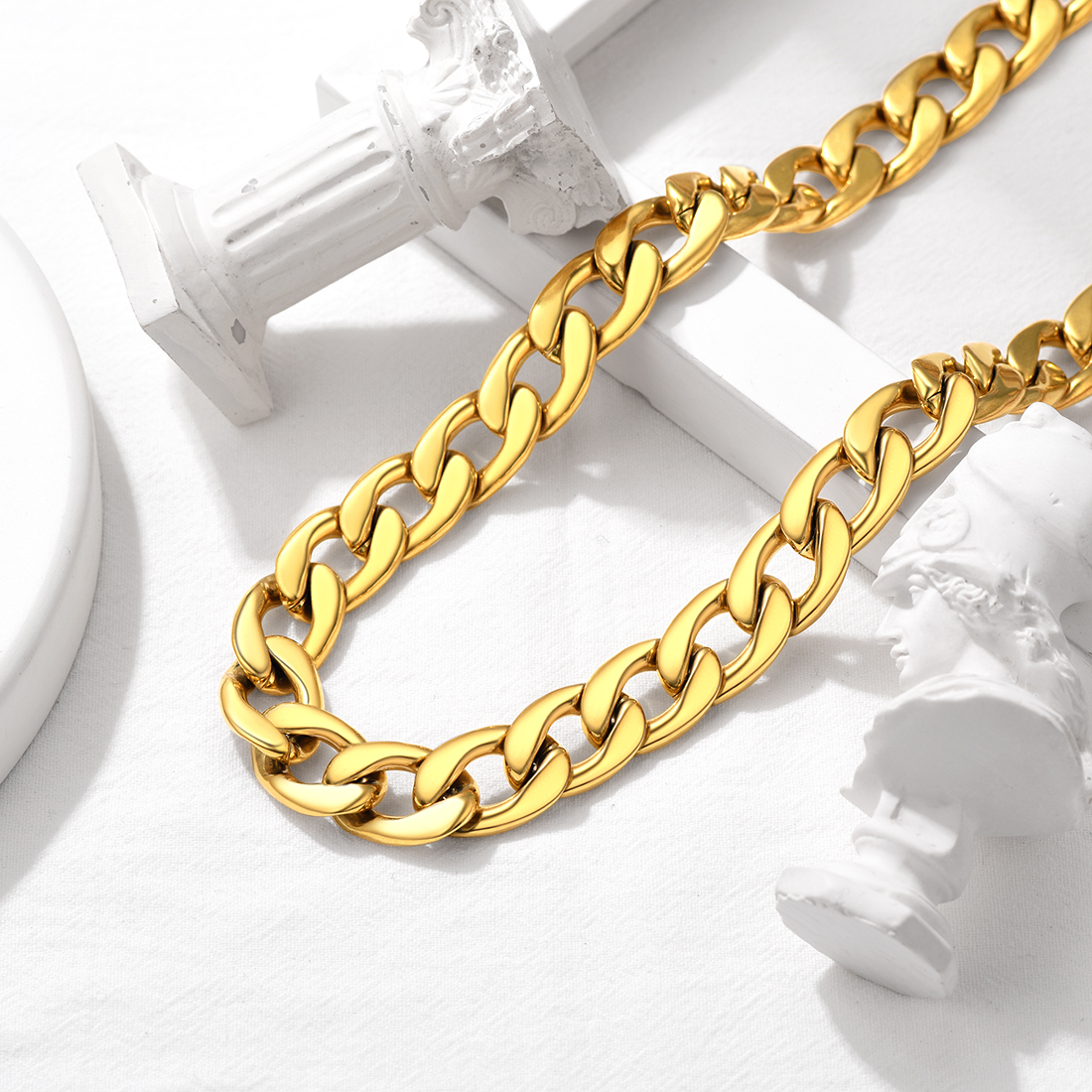 15mm Thick Cuban Chain Necklace, Stainless Steel-01