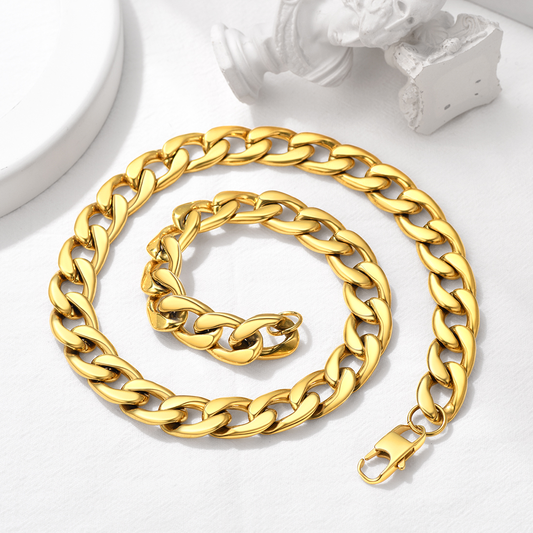 15mm Thick Cuban Chain Necklace, Stainless Steel-02