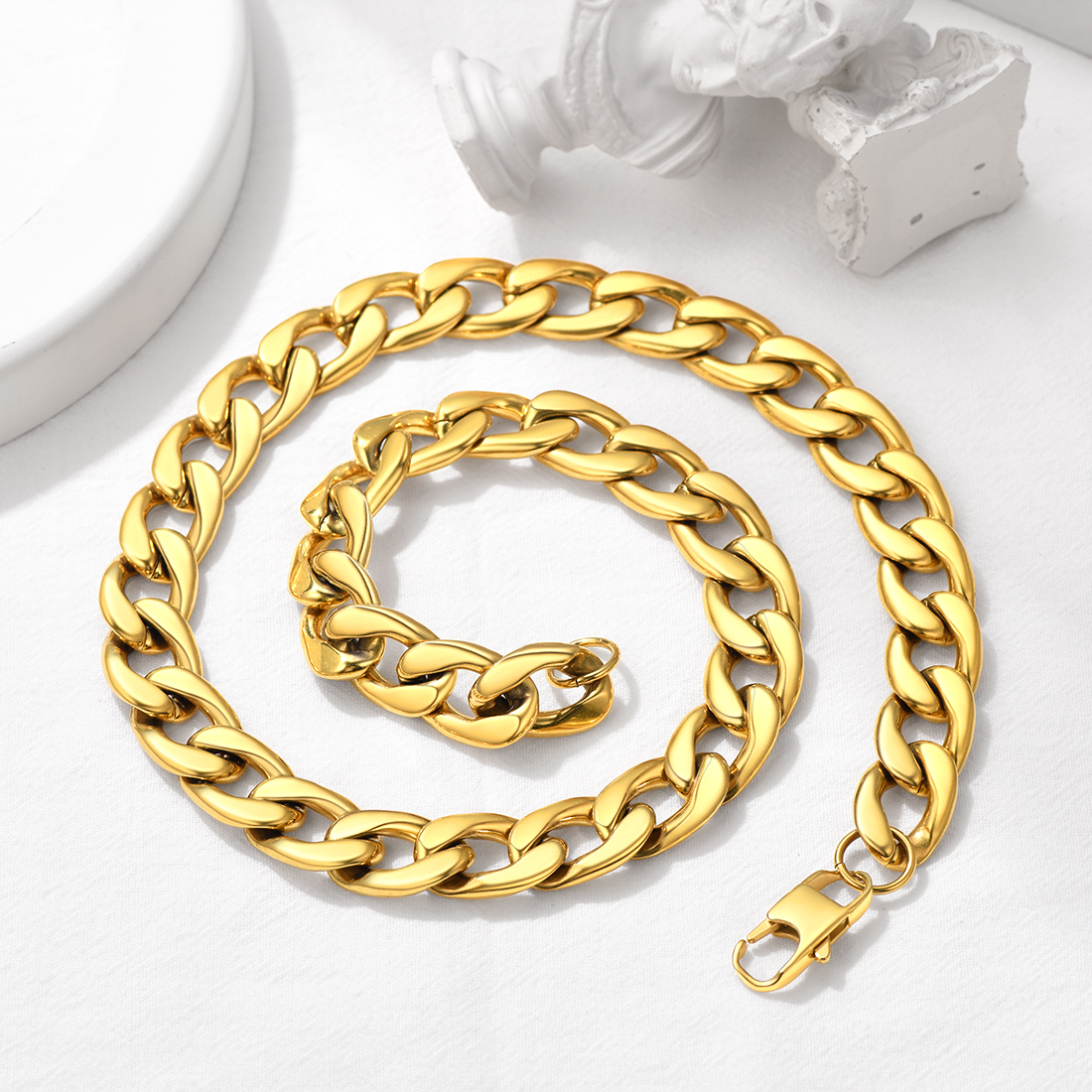 15mm Thick Cuban Chain Necklace, Stainless Steel-02