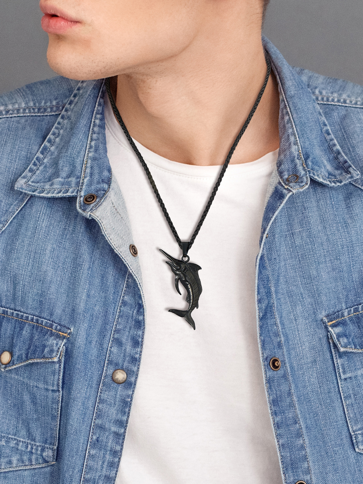 Swordfish Pendant Animal Jewelry in Black