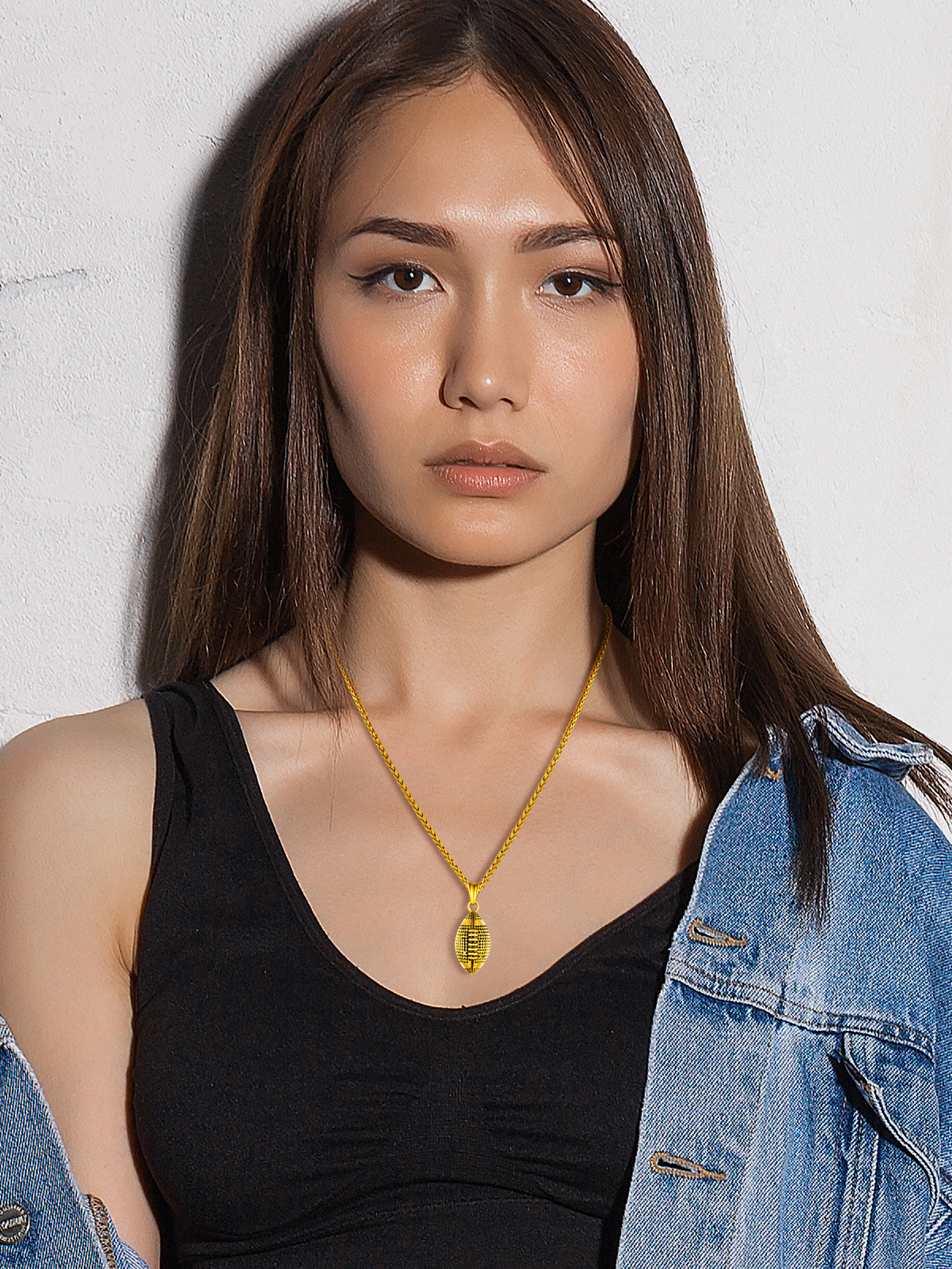 Rugby Pendant Sport Ball Necklace in 18K Gold