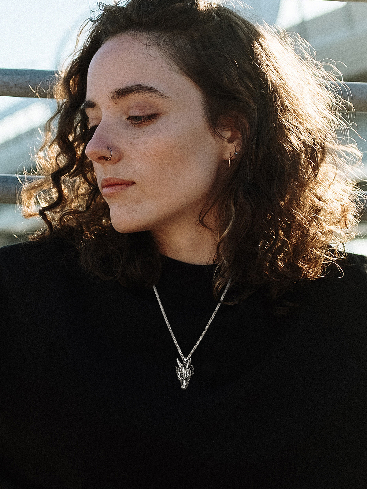 Dragon Head Pendant Animal Necklace in Stainless