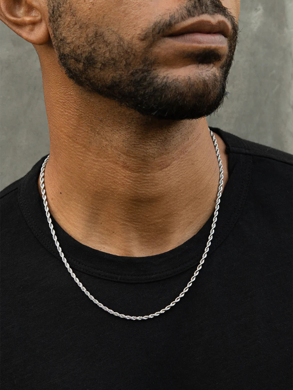 3mm Thick Twisted Rope Chain Necklace in Stainless