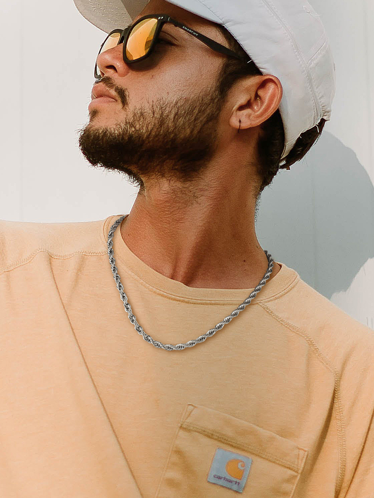 6mm Thick Twisted Rope Chain Necklace in Stainless