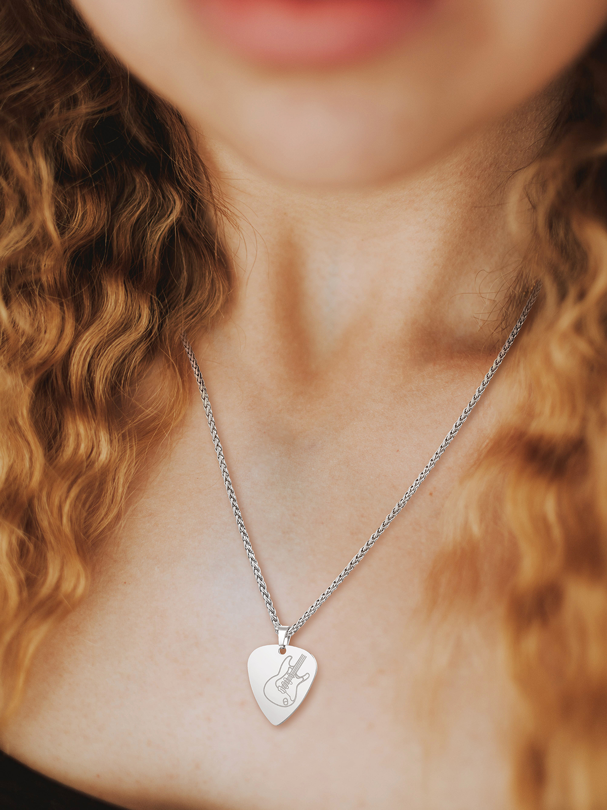 Guitar Pick Necklace Music Jewelry in Stainless