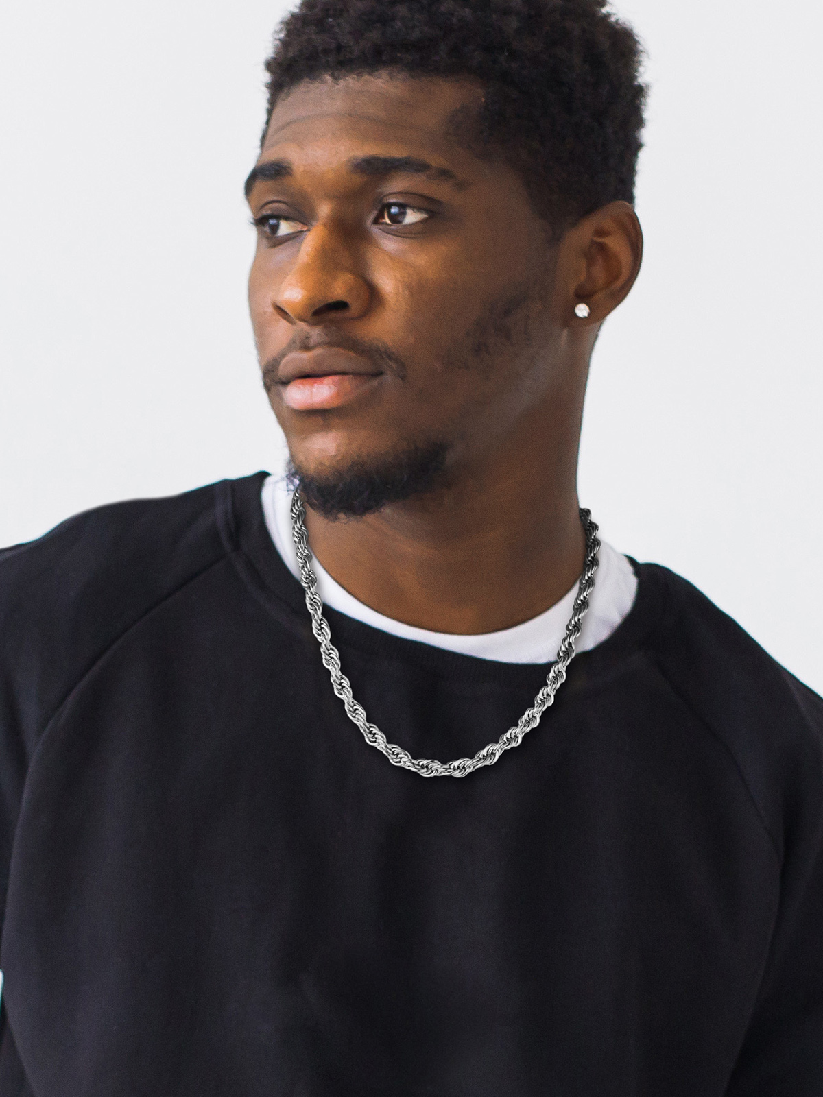 9mm Thick Twisted Rope Chain Necklace in Stainless