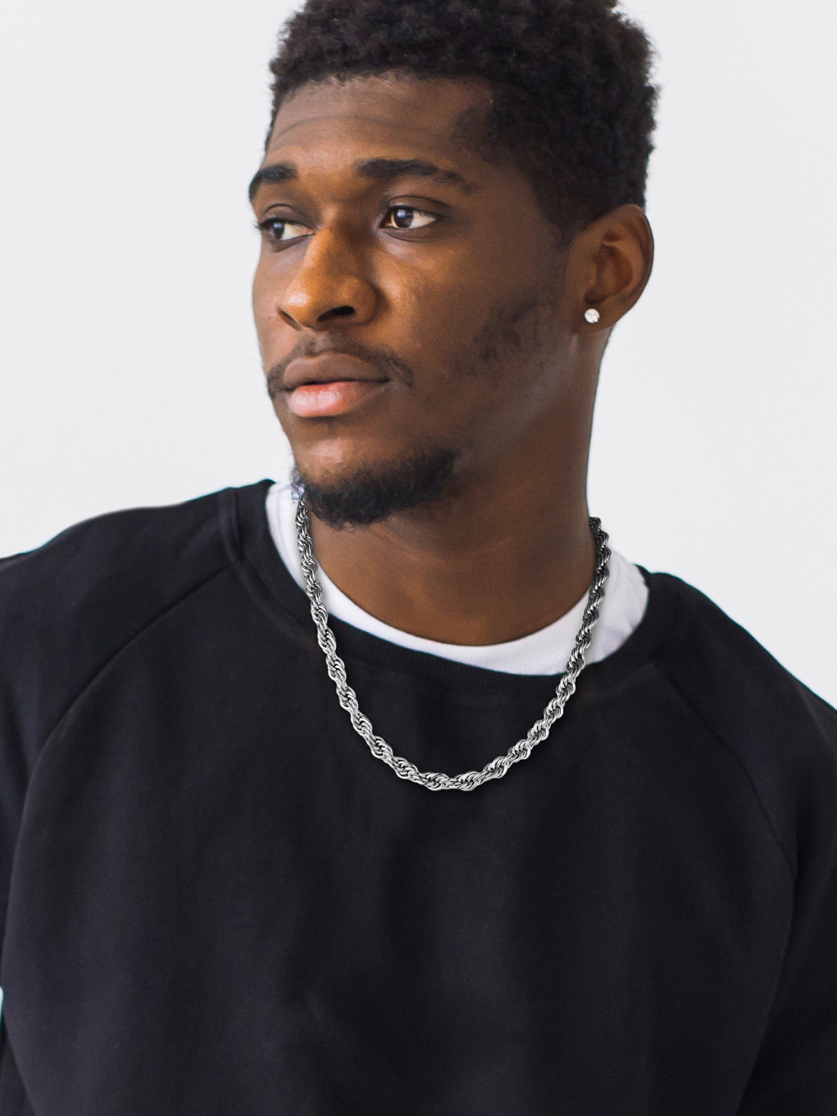 9mm Thick Twisted Rope Chain Necklace in Stainless